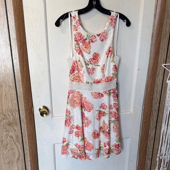 City Triangles Dresses & Skirts - City Triangles White Dress with Coral Floral Print